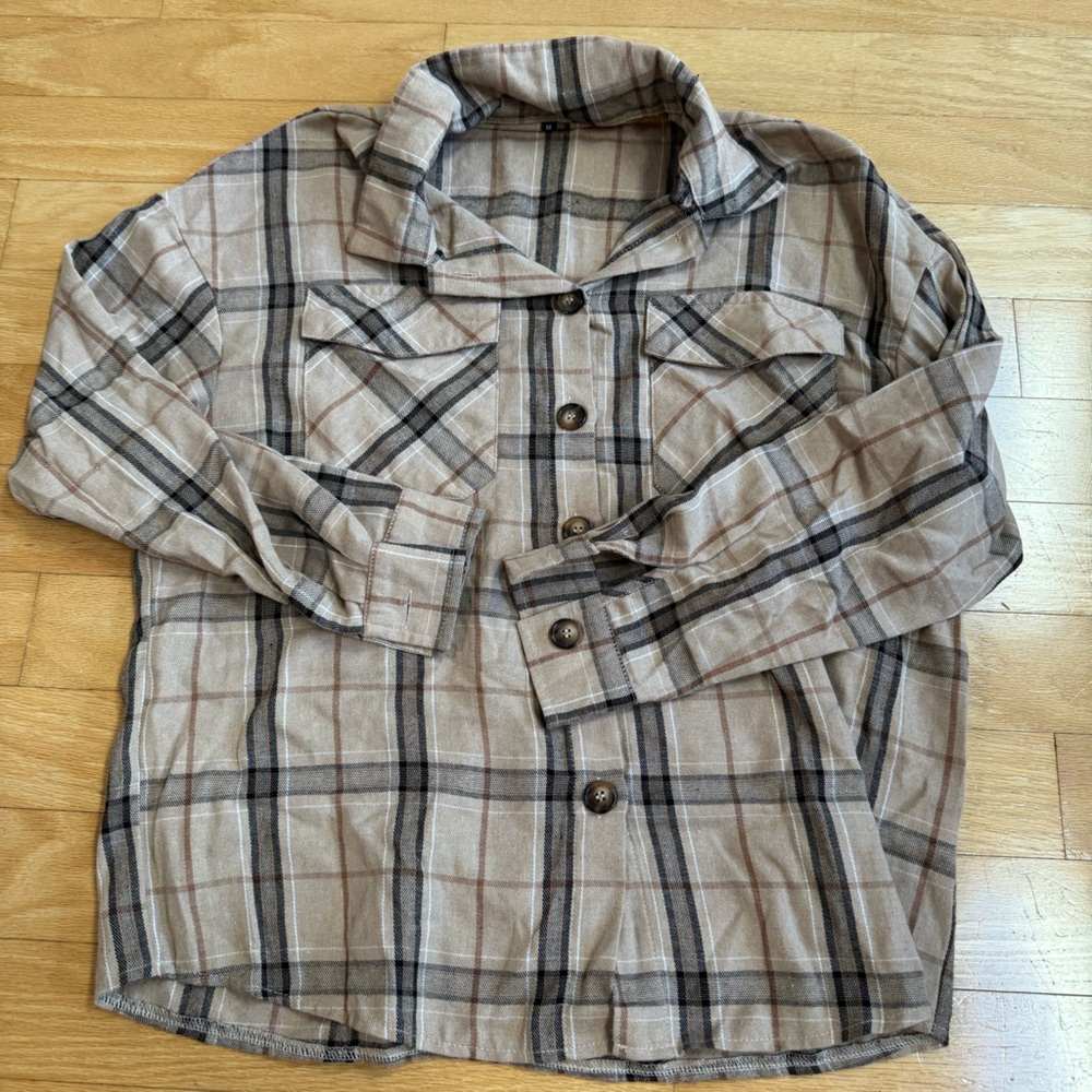 Tan Plaid Botton Down